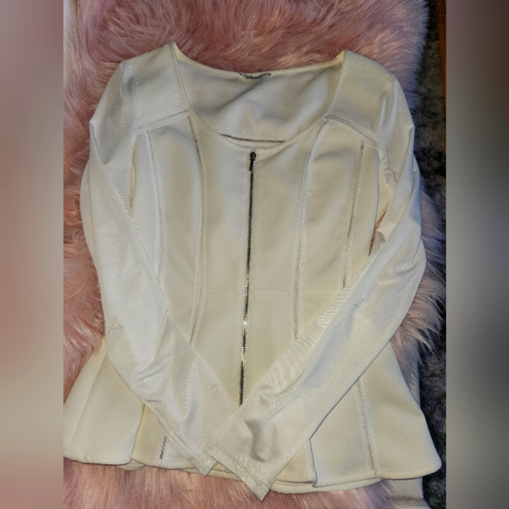 Bebe peplum top, white